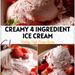 A bowl of Strawberry Cottage Cheese Ice Cream topped with fresh berries, creamy and protein-rich.